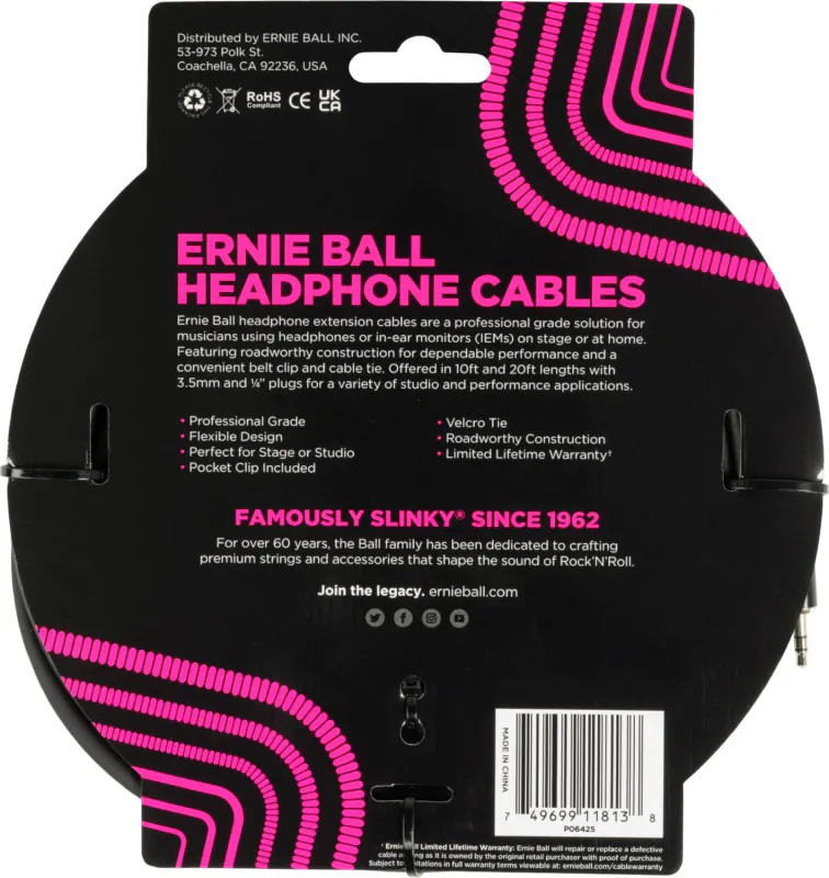 Ernie Ball 6425 Headphone Extension Cable