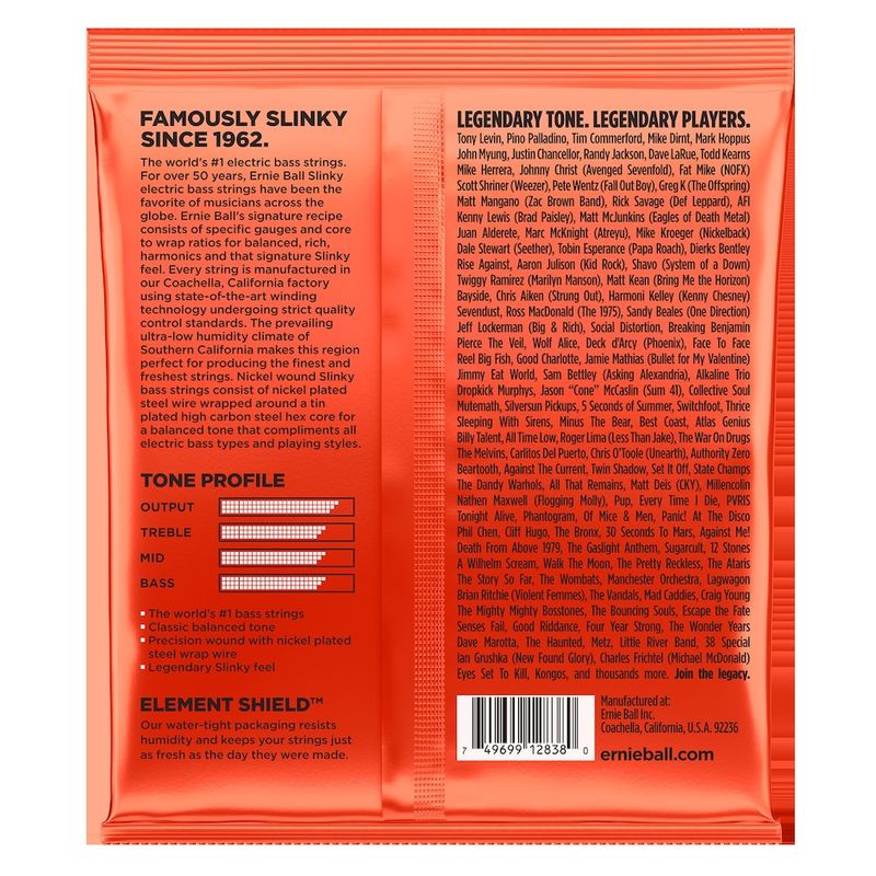 Ernie Ball 2838 6-String Bass Slinky Nickel