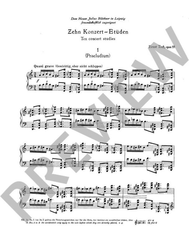 Ernst Toch - 10 Concert Etudes op. 55 Band 1