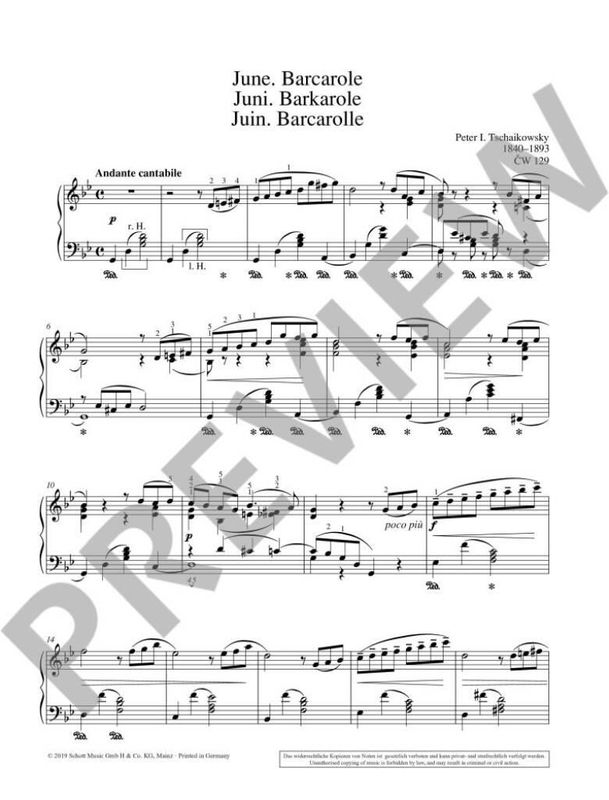 Pyotr Ilyich Tchaikovsky - Barcarole Opus 37-2/6