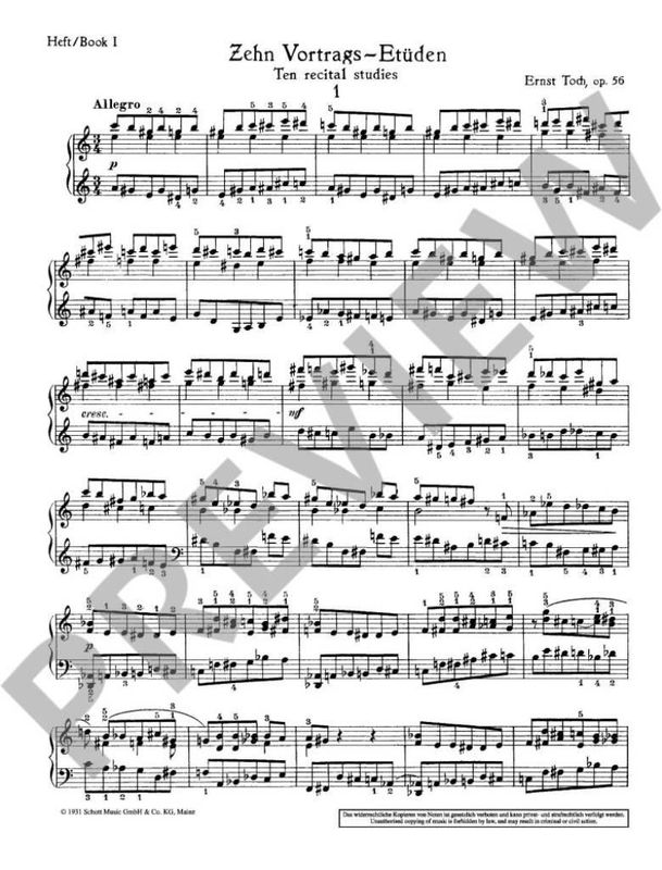 Ernst Toch - 10 Vortrags-Etuden op. 56