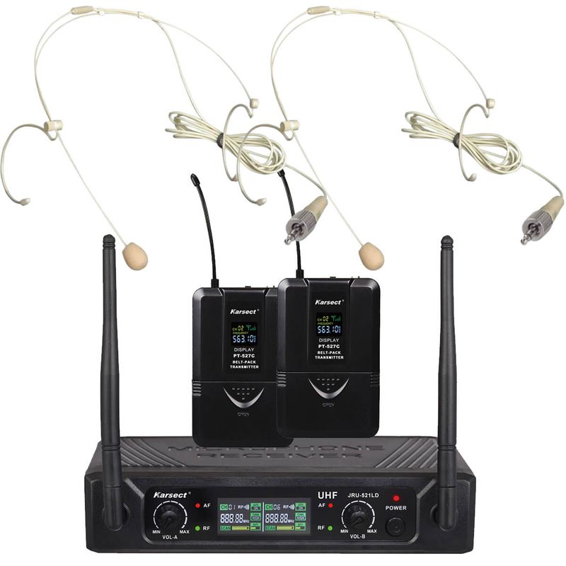 Karsect JRU-521LD/PT-527C/HT-3A tynne hodebøylemikrofonsett  