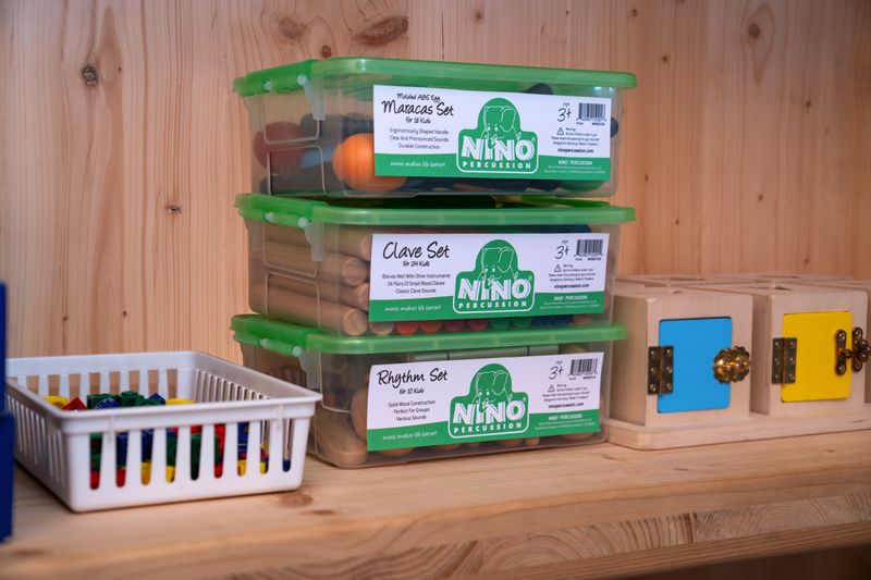 Nino NINOSET14 Wooden Rhythm Set, 10 pcs w/Storage box