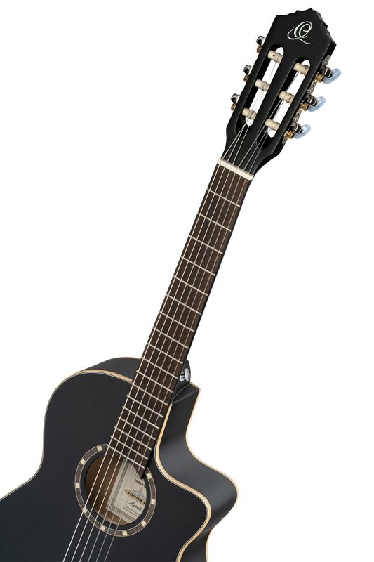 Ortega RCE125SBK-3/4 Klassisk gitar 4/4 Size, med mik, Thin, Slim Neck