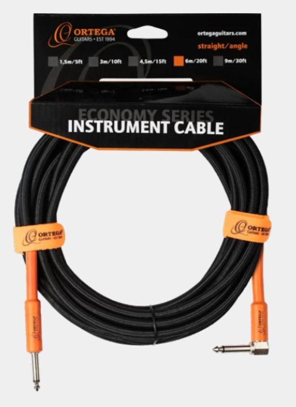 Ortega OECI-20 Instrument cable 20 ft, Angled/Straight plugs
