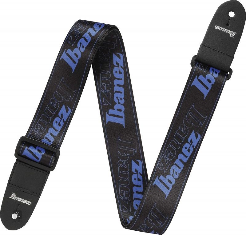 Ibanez GSD50-BL Strap, Black/Blue Ibanez logo