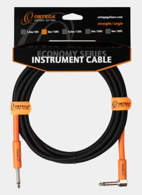 Ortega OECI-10 Instrument cable 10 ft, Angled/Straight plugs