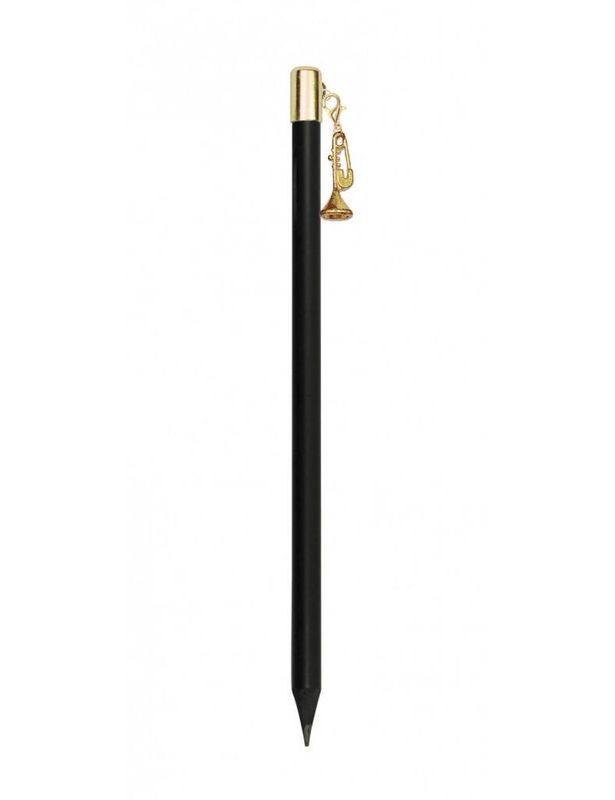 Pencil with trumpet charm gold