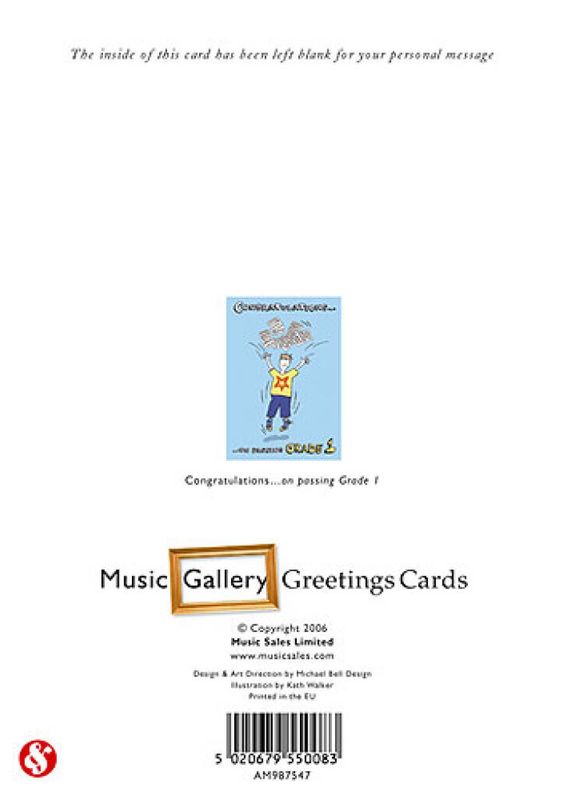 Music Gallery Congratulations Card - Grade 1 (Boy)