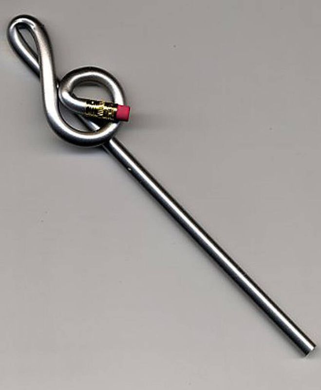 Bentcil Treble Clef Silver Single Pencil
