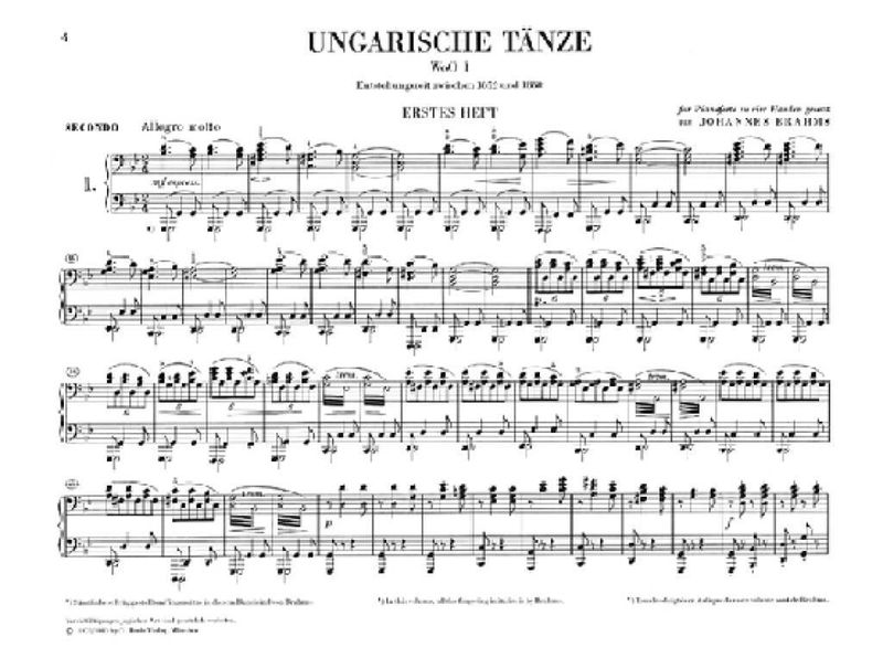 Johannes Brahms - Hungarian Dances for Piano Four-hands
