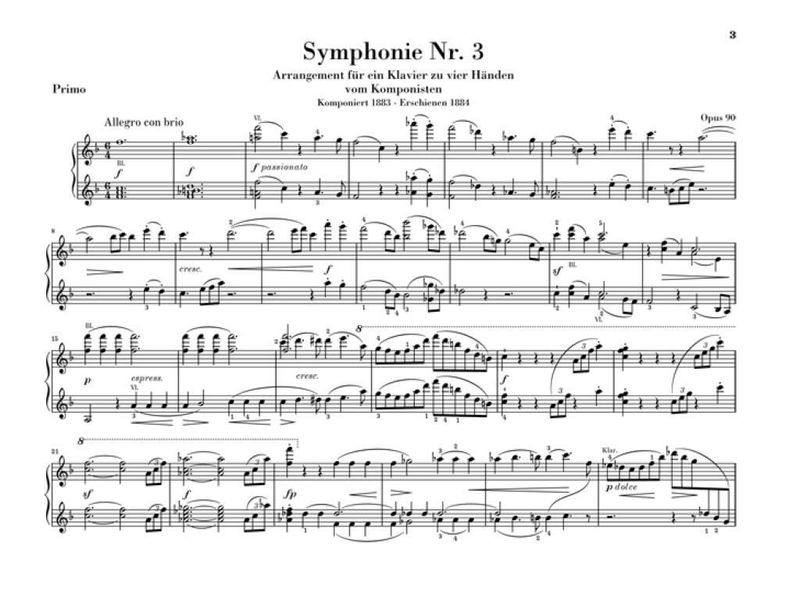 Johannes Brahms - Symphonies No. 3 And 4 - Arrangement