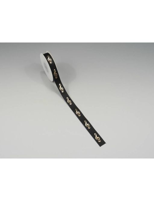Hovedbilde Ribbon g-clef black / gold 16 mm* 10 meters
