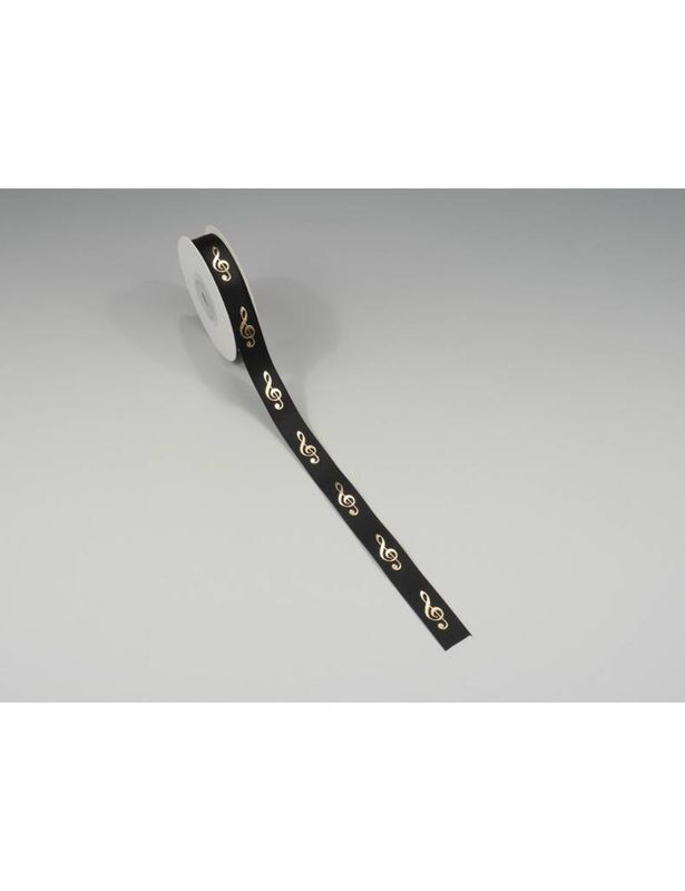 Ribbon g-clef black / gold 16 mm* 10 meters