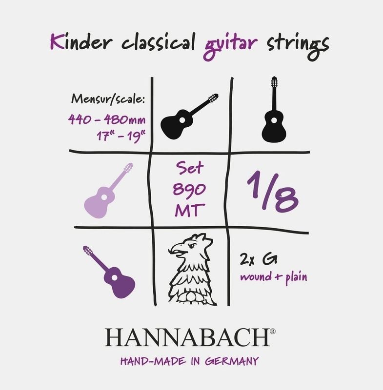 Hannabach Strings for classic guitar Serie 890 1/8 guitar for children Duel: 44-48 cm G3W