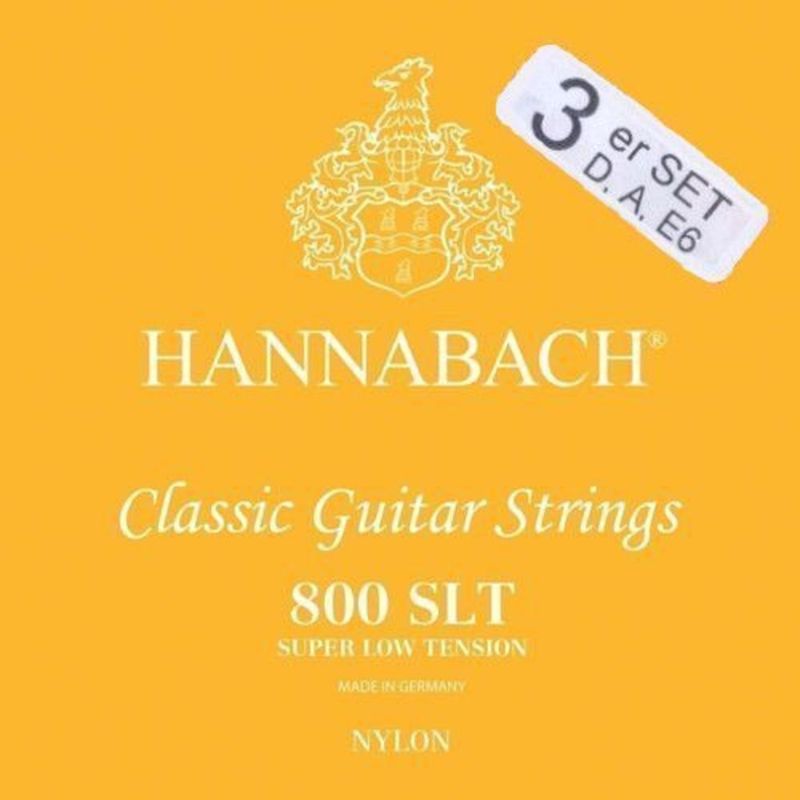 Hannabach Strings for classic guitar Serie 800 Super Low Tension Silver plated Set of 3 bass