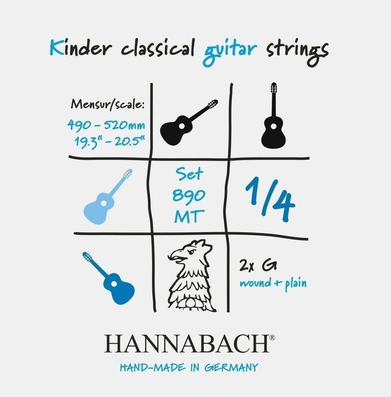 Hannabach Strings for classic guitar Serie 890 1/4 guitar for children Duel: 49-52 cm Set of 2 G-Strings