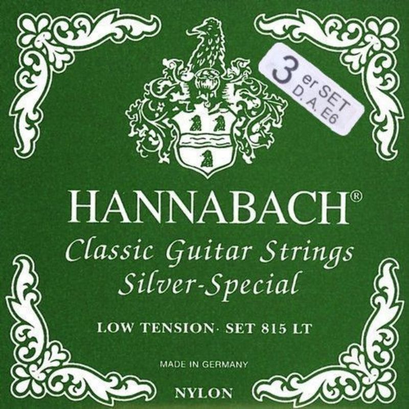 Hannabach Strings for classic guitar Serie 815 Low tension Silver special Set of 3 bass