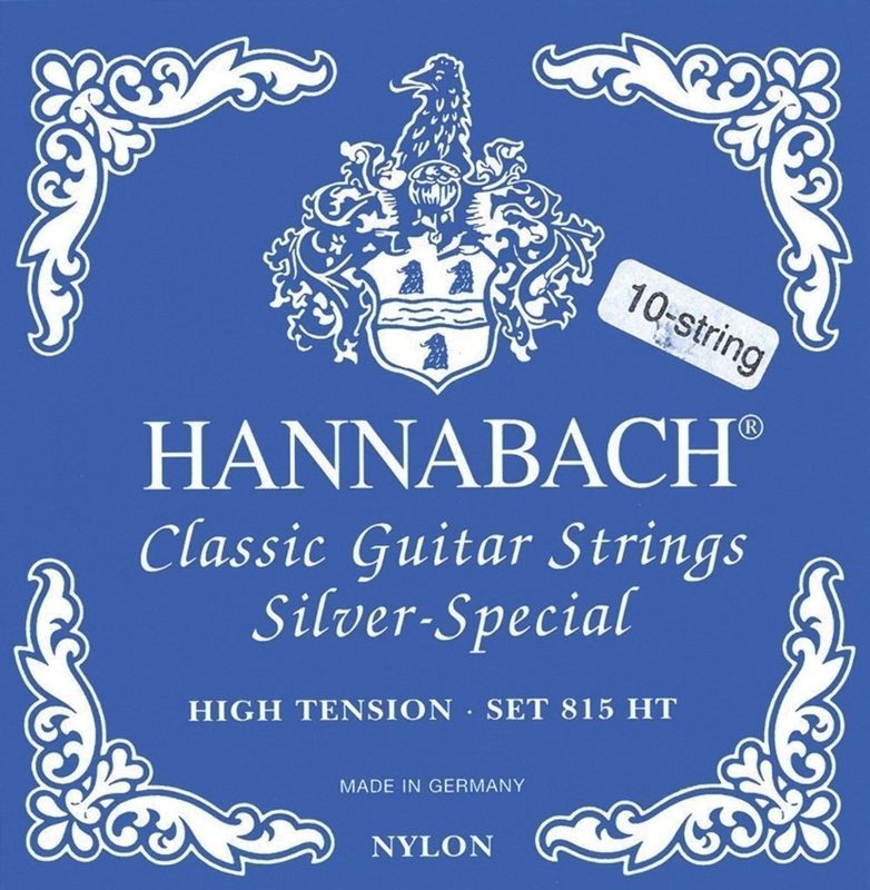 Hannabach Strings for classic guitar Serie 815 Hig Tension for 8/10 string guitar Silver special H/B2