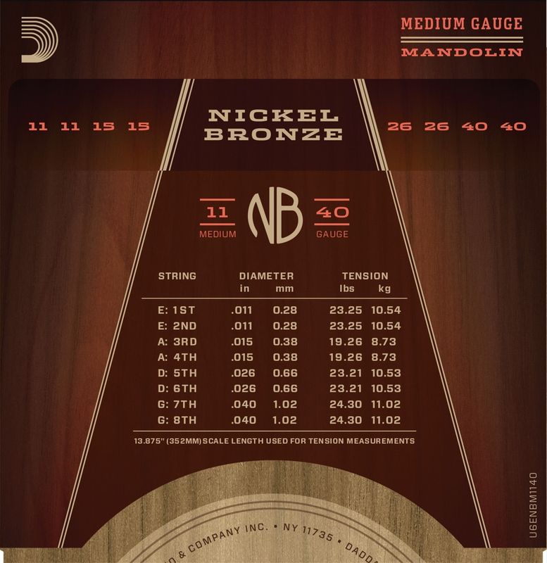 D'Addario NBM1140 Strängset Mandolin Nickel Bronze 011-040 Medium