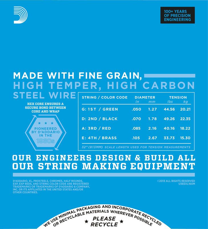 D'Addario EXL160M Strängset Elbas Nickel Wound 050 - 105 (Medium Scale) Medium
