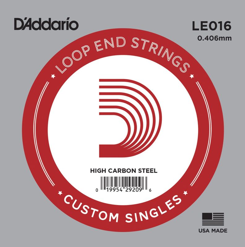D'Addario LE016 Banjo/Mandolin Loop End Plain Steel 016