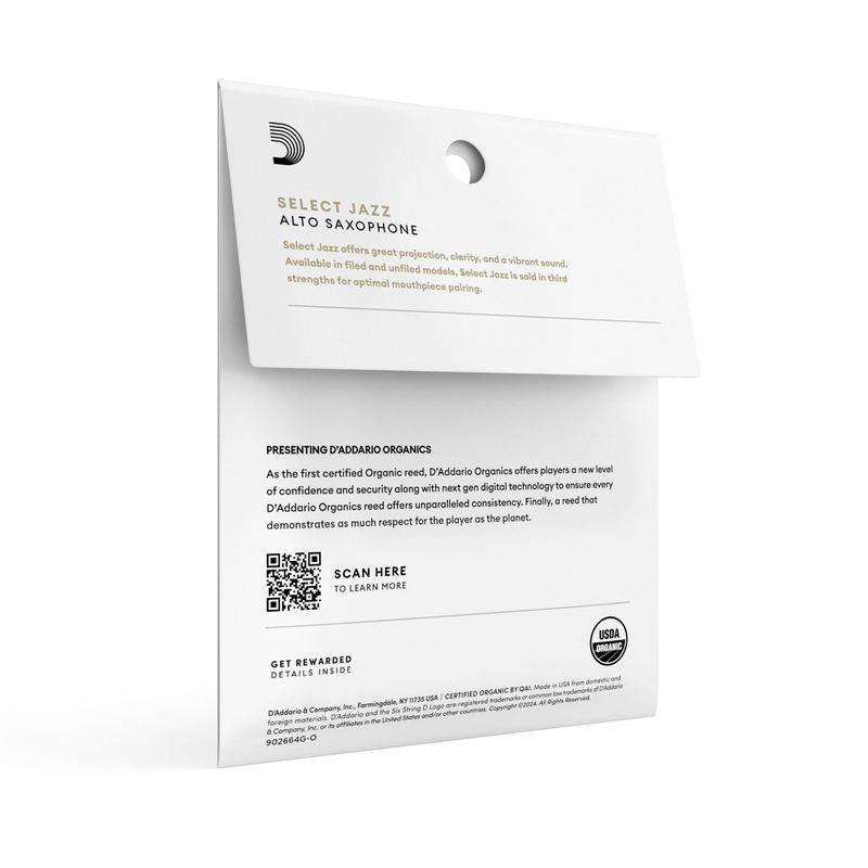 D'Addario ORSF03ASX2M Org. Select Jazz Filed Alt-sax 3-p. 2M