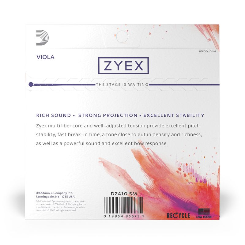 Daddario Orchestral DZ410 SM Zyex Viola Set Short/Medium Tension