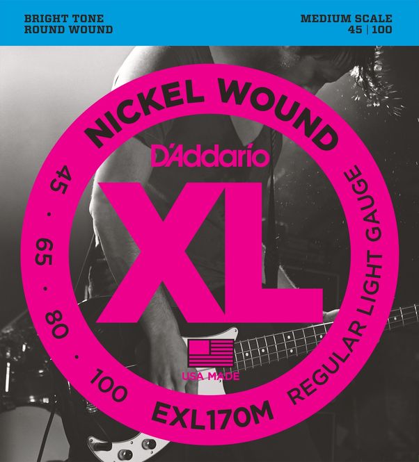 Hovedbilde D'Addario EXL170M Strängset Elbas Nickel Wound 045 - 100 (Medium Scale) Light