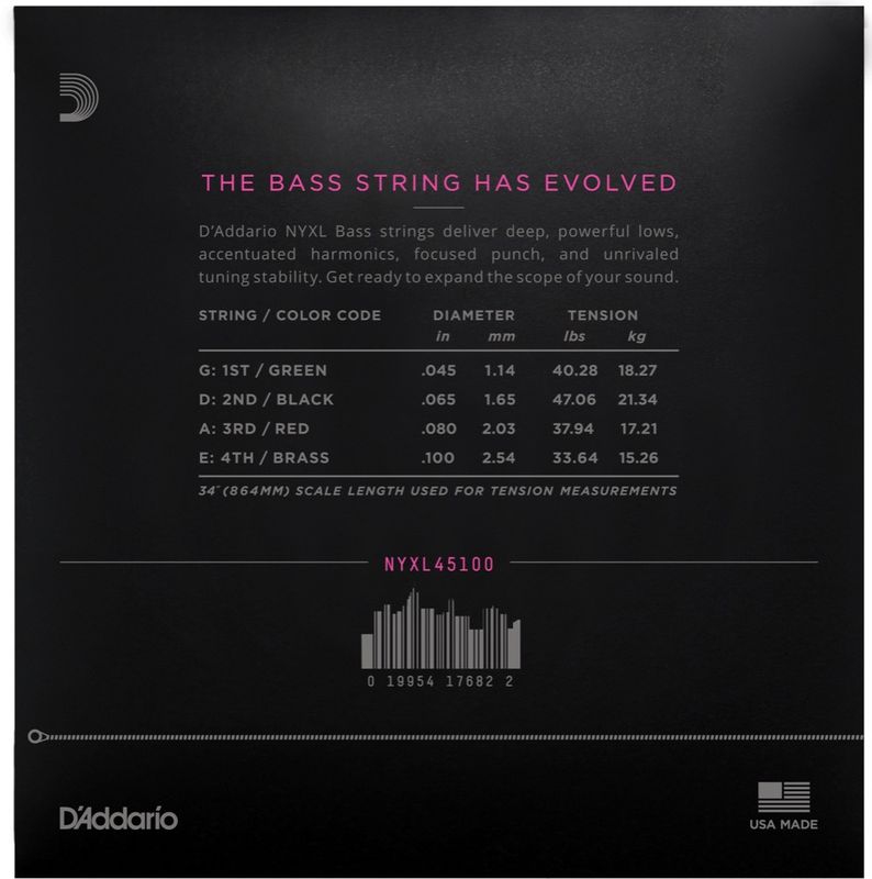 D'Addario NYXL45100 Strängset Elbas NYXL Nickel Wound 045-100 Light