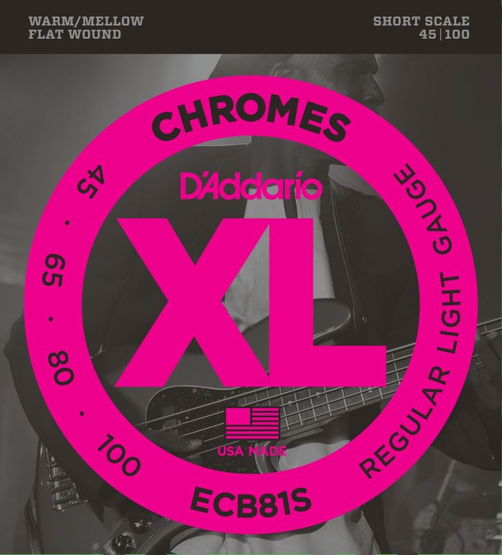 D'Addario ECB81S Strängset Elbas Flat Wound Chromes 045-100 Short Scale