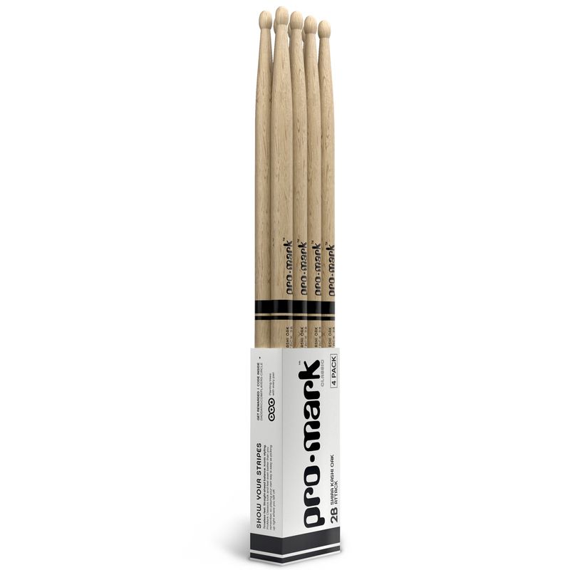 Promark PW2BW-4P Classic Attack, 2B, Oak, 4-pack, Oval tip