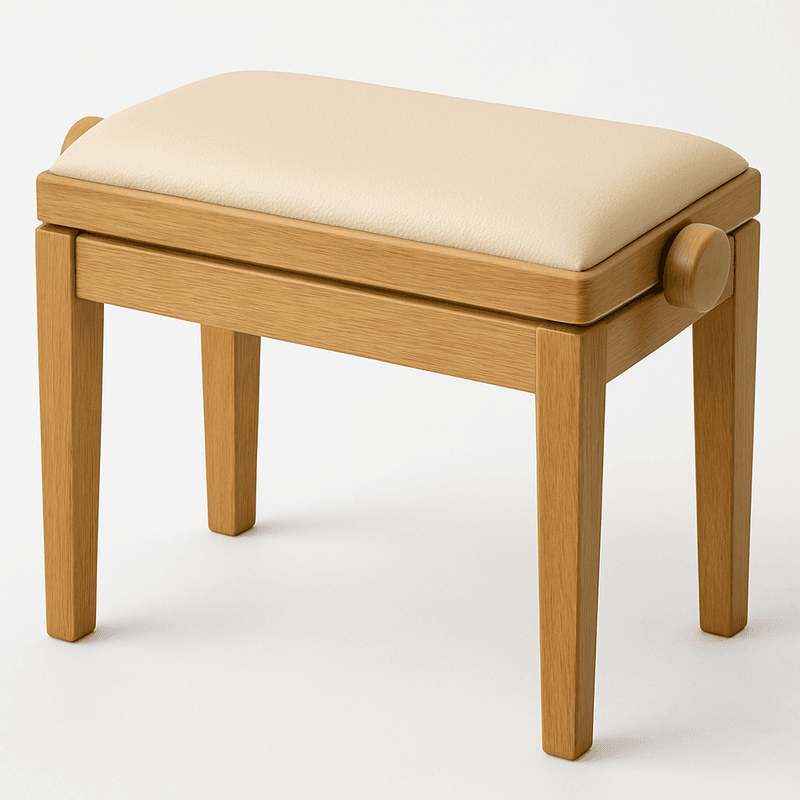 Hidrau BG1 Regulerbar Pianokrakk Eik Matt med Beige sete i Ekte Skinn