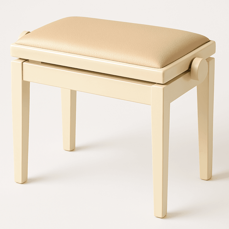 Hidrau BG1 Regulerbar Pianokrakk Elfenben Blank med Beige sete i Ekte Skinn