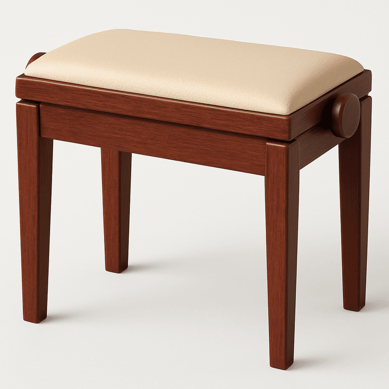 Hidrau BG1 Regulerbar Pianokrakk Mahogni 3 Matt med Beige sete i Ekte Skinn