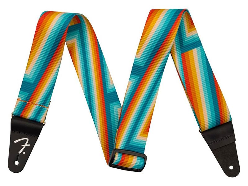 Fender  Retro ribbed poly guitar strap, rainbow design