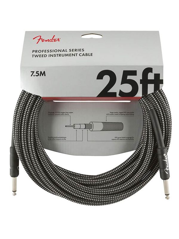 Fender Professional Tweed Inst.cable, 25ft, gray tweed