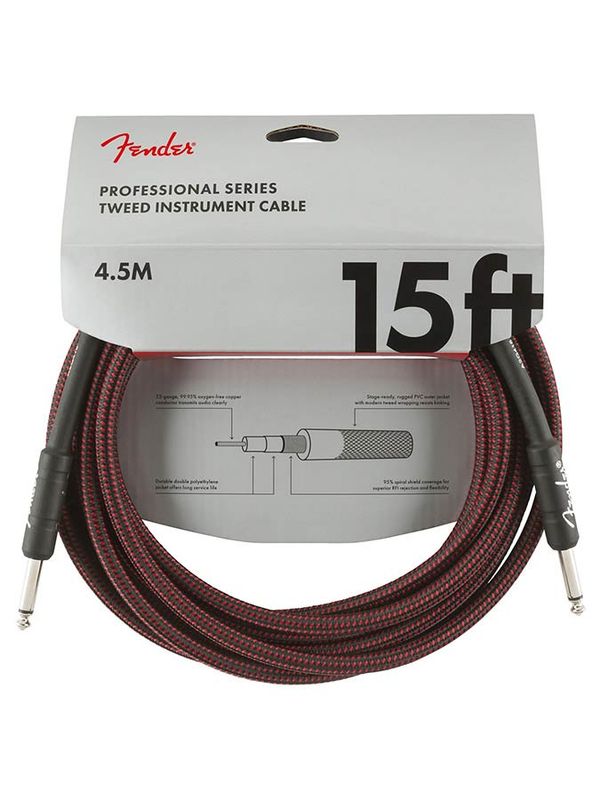 Fender Professional Tweed Inst.cable, 15ft, red tweed