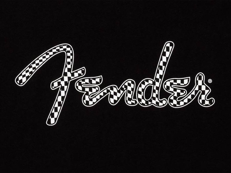 Fender spaghetti wavy checker logo t-shirt, black, L