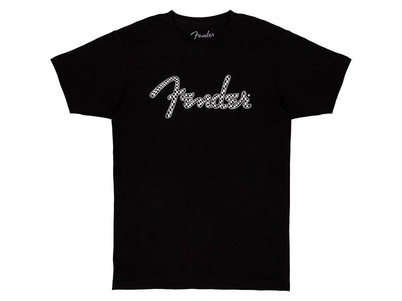 Fender spaghetti wavy checker logo t-shirt, black, L