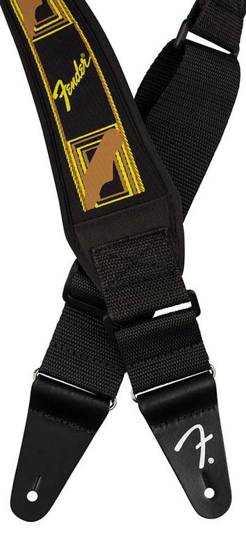 Fender Swell neoprene guitar strap, black/yellow/brown mono, 2.5