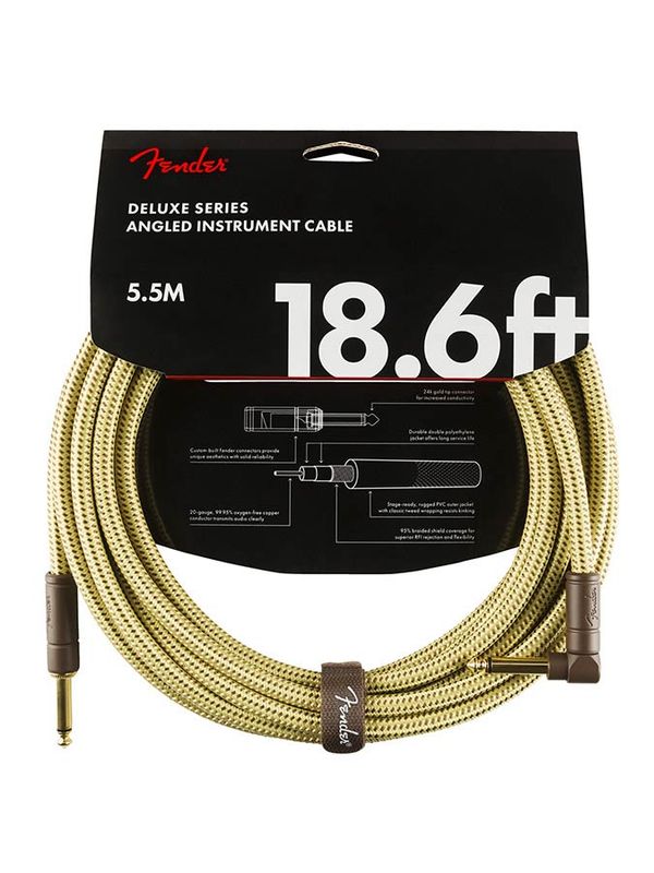 Fender Deluxe Series Inst.cable, 18.6ft, 1x angled, tweed