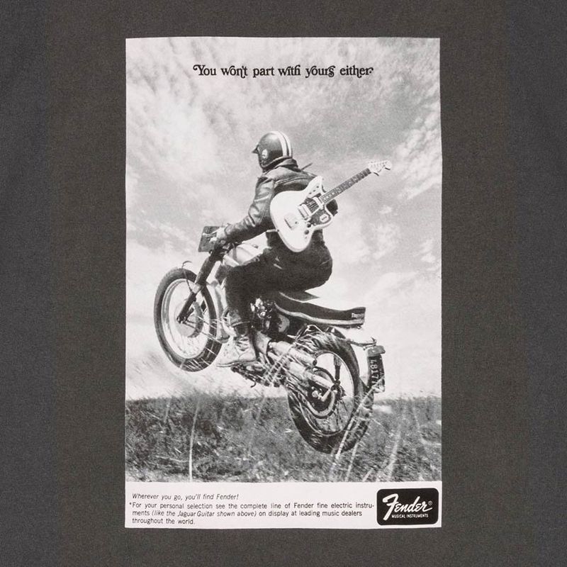 Fender vintage ad biker tee, graphite, S