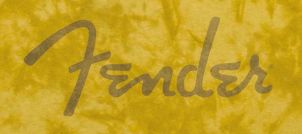 Fender  Spaghetti logo tie-dye T-Shirt, mustard, XL