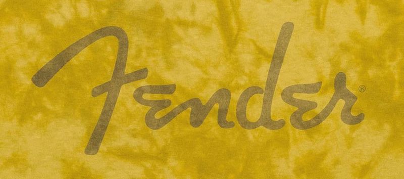 Fender  Spaghetti logo tie-dye T-Shirt, mustard, XL