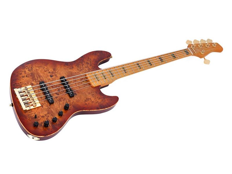 Sire V10 Series Marcus Miller swamp ash + poplar burl 5-string active bass guitar, natural satin, with hardcase