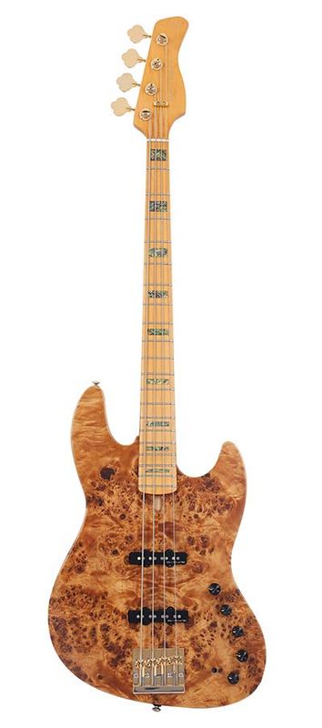 Sire V10 Series Marcus Miller swamp ash + poplar burl 4-string active bass guitar, natural satin, with hardcase