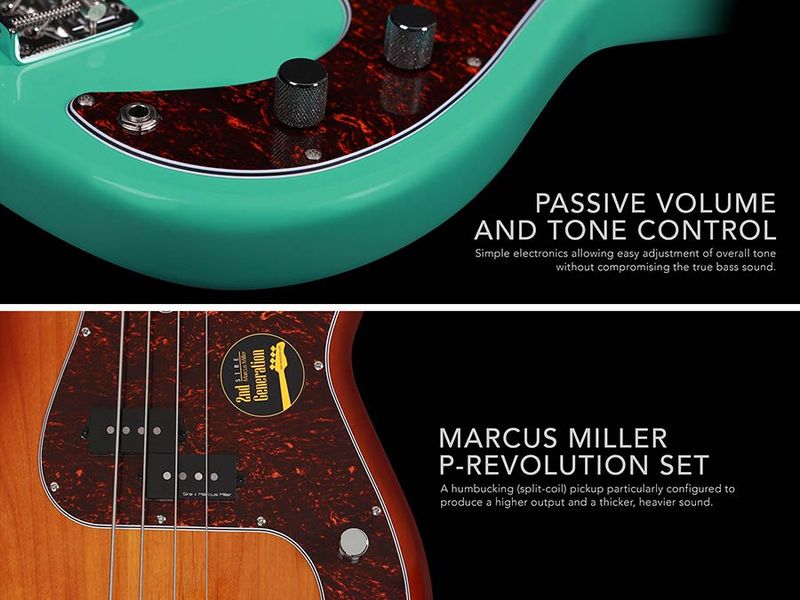 Sire P5 Series Marcus Miller Fretless Alder 4-string Passive Bass Guitar Tobacco Sunburst