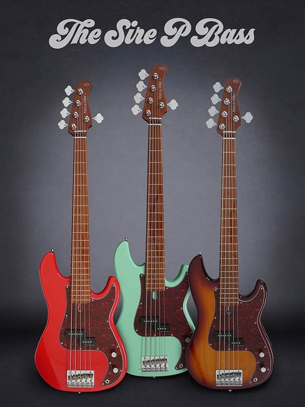 Sire P5 Series Marcus Miller Lefty Alder 5-string Passive Bass Guitar Mild Green