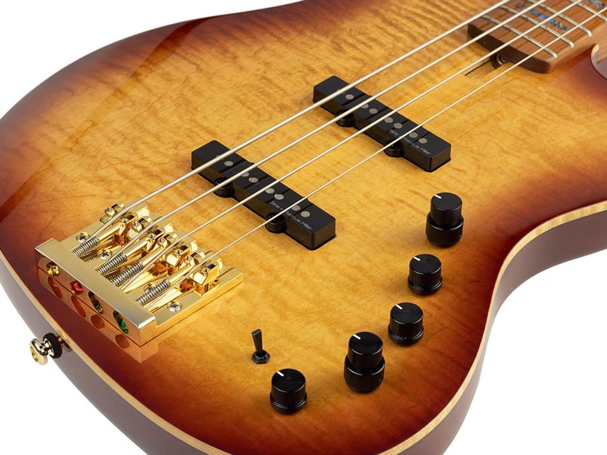 Sire V10 Series Marcus Miller swamp ash + flamed maple 4-string active bass guitar tobacco sunburst, with hard case